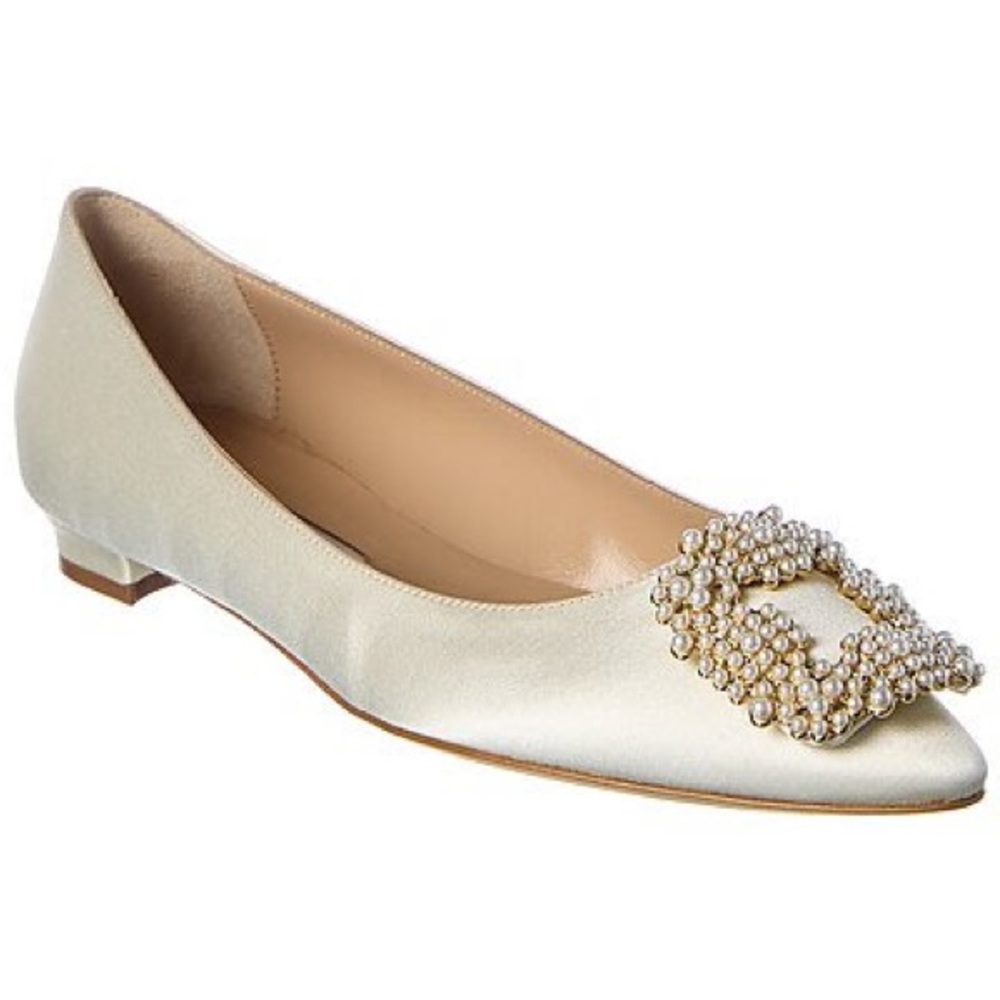 Manolo Blahnik Hangisi Satin Flat sz 40